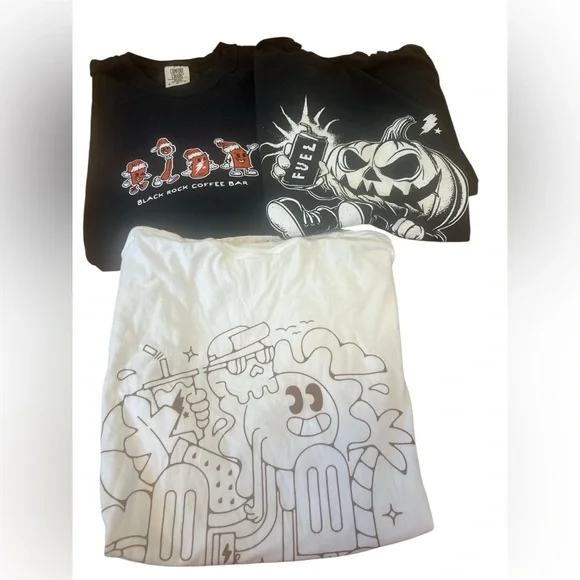 Bundle of 3 Black Rock Coffee Tshirt size Large. 2 short sleeve 1 long sleeve - Picture 1 of 6